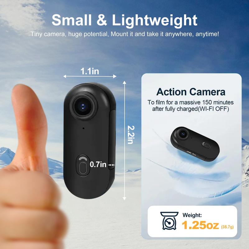 NUISK Tiny Thumb Camera: 128 GB, video POV 4K, supporto magnetico