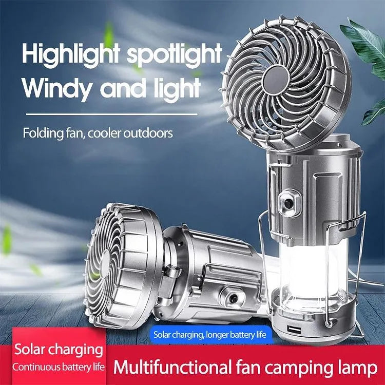 Lanterne solare ventilata 5-in-1, lanterna da campeggio portatile a LED con ventilatore💡