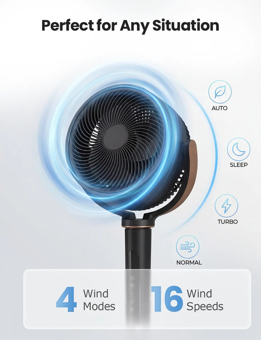 120° Oscillating Standing  Bedroom Fan