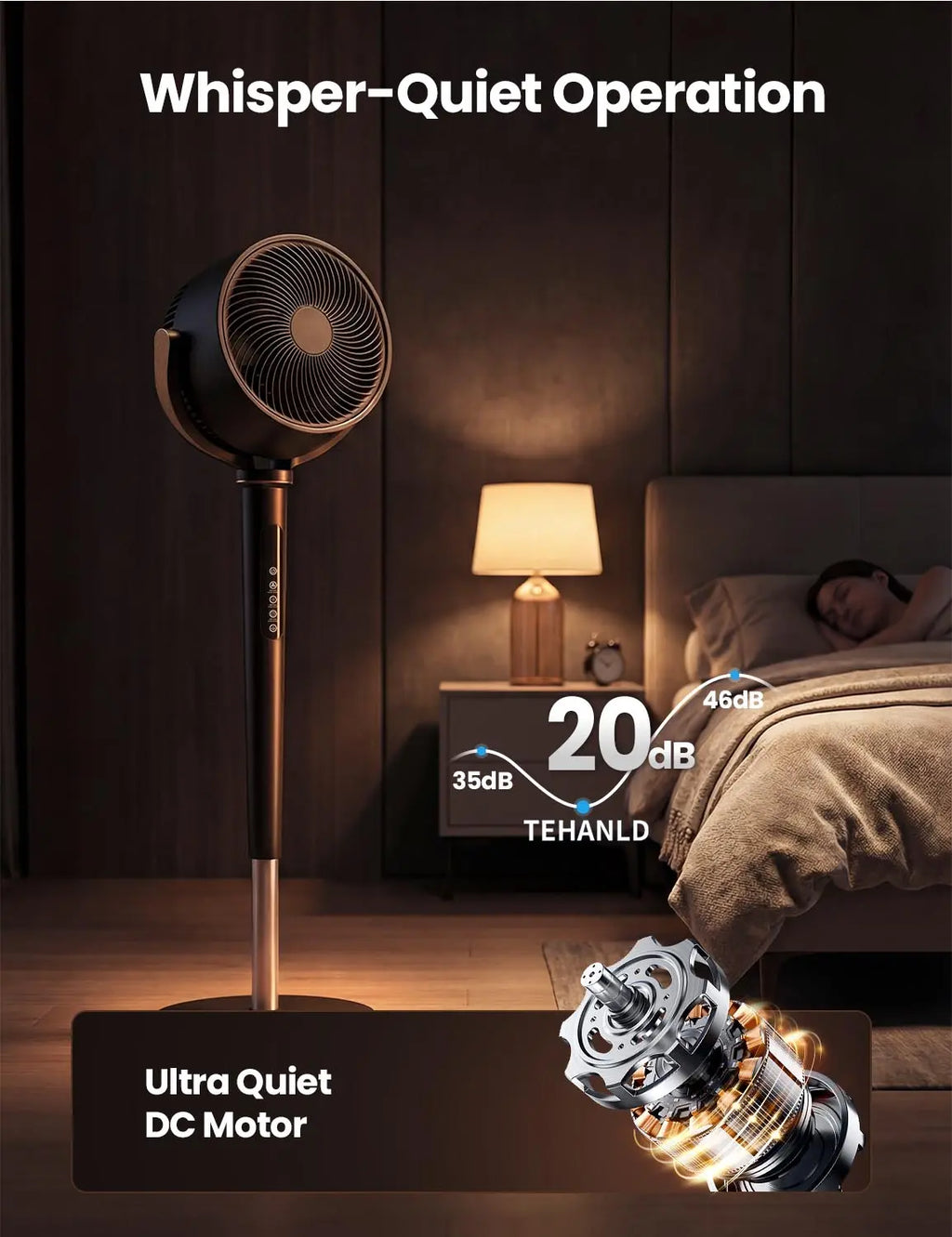 120° Oscillating Standing  Bedroom Fan