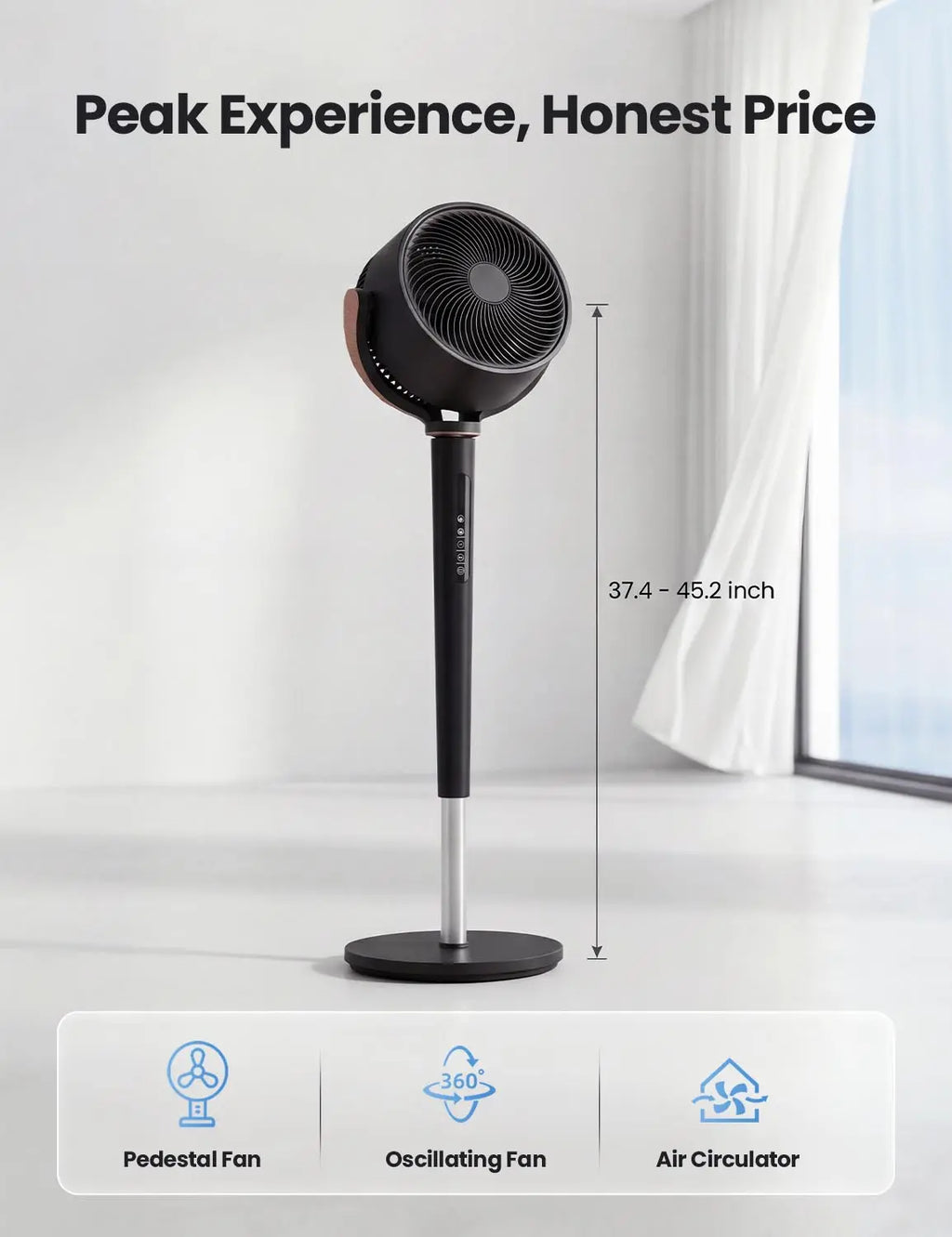 120° Oscillating Standing  Bedroom Fan